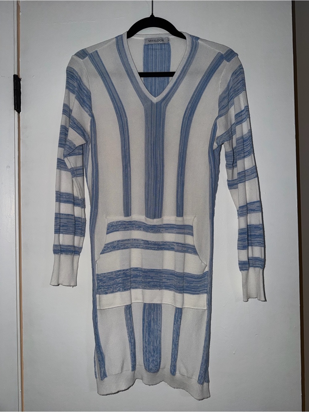 MISSLOOK Blue and White Striped Knit Dress
